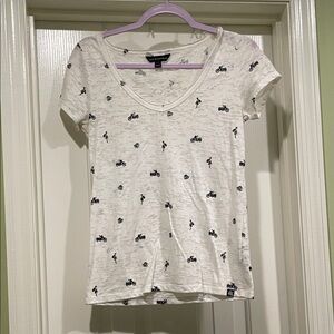 White Tee with Black Bicycle Print